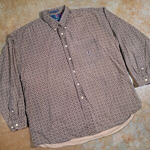 Vintage Siegfried Shirt Mens Large Geometric Diamond Button Down Long Sleeve 90s